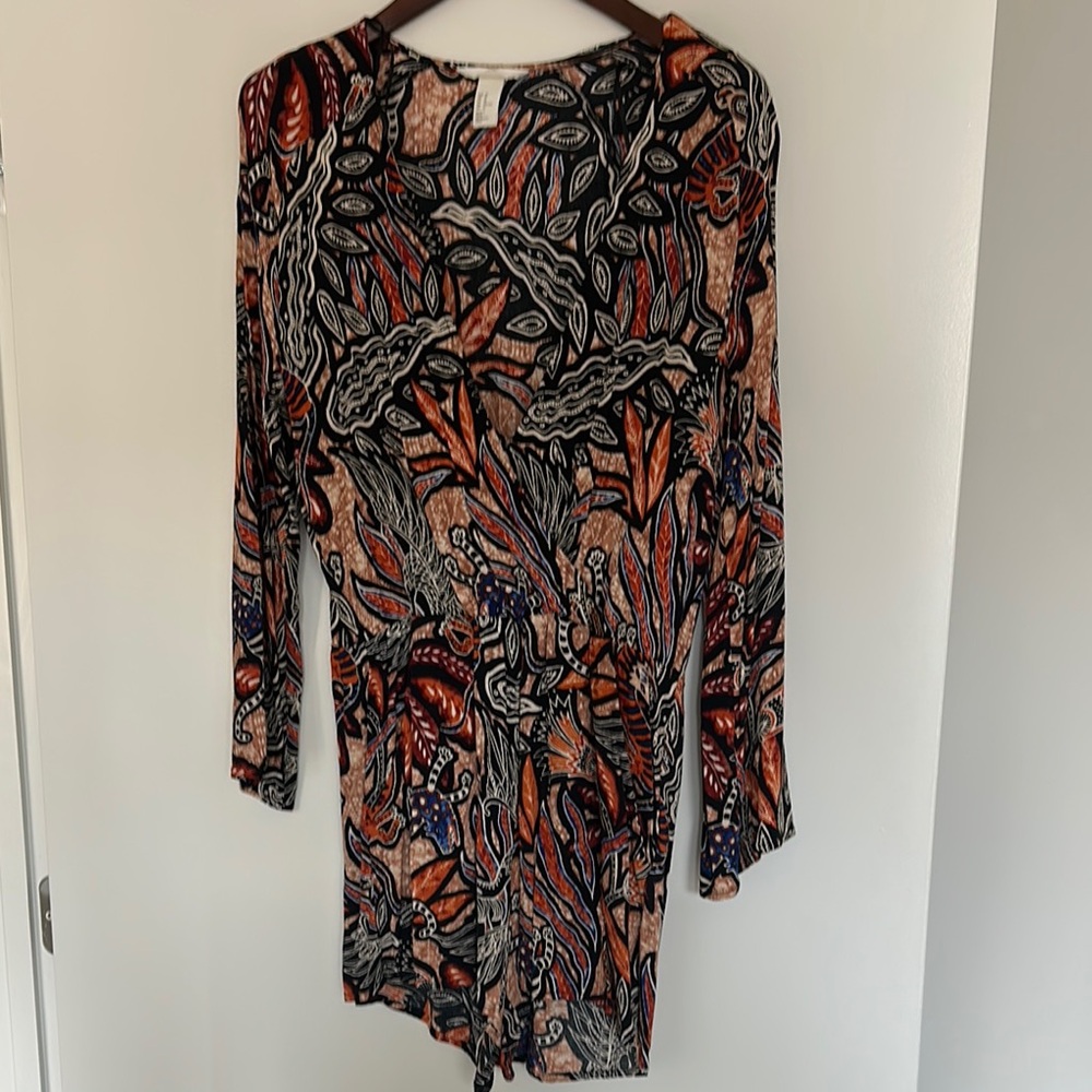 H&M Elegant Multicolor Patterned Long Sleeve Romper